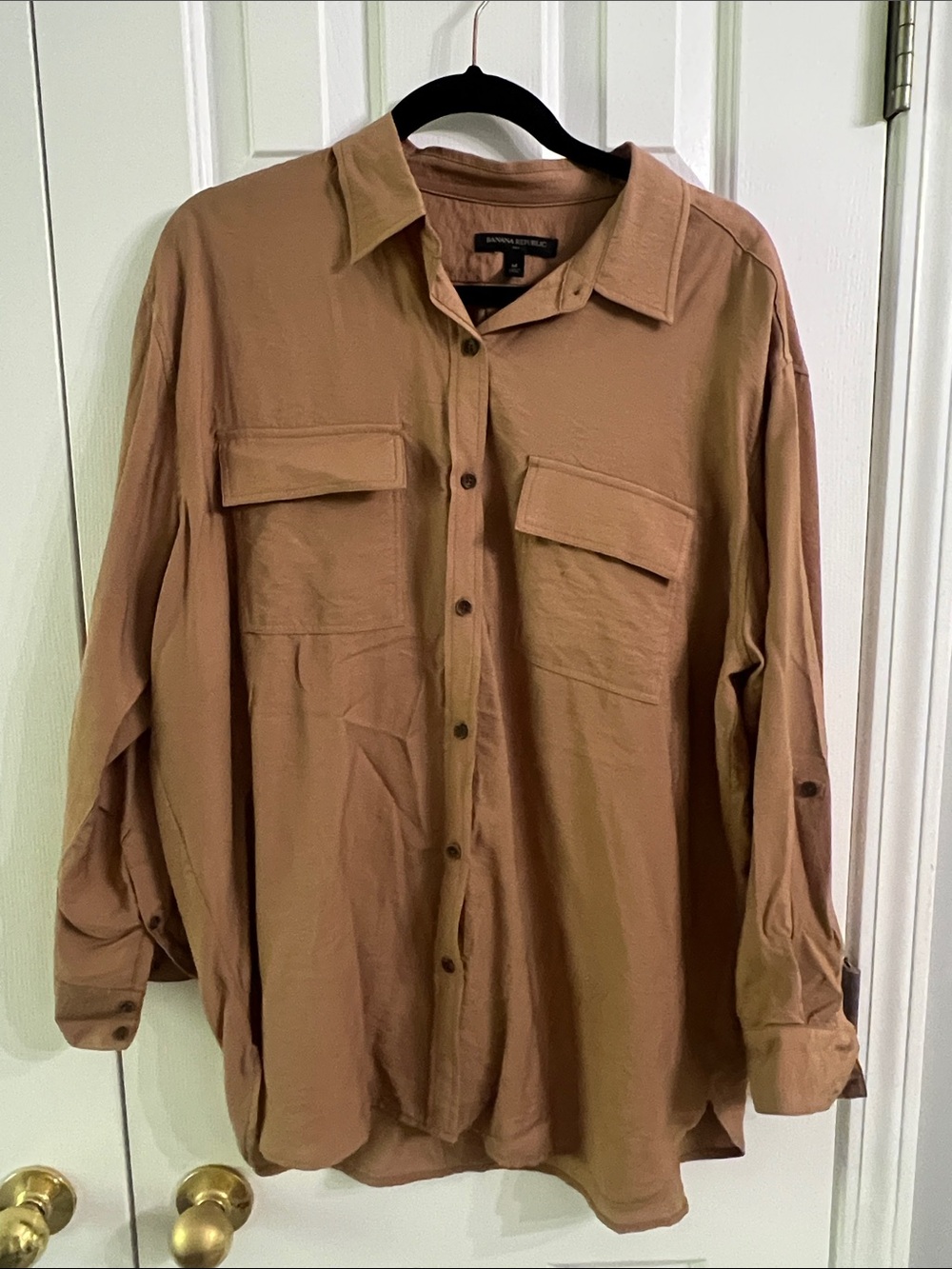 Banana Republic Tan Lightweight Button-Front Overshirt